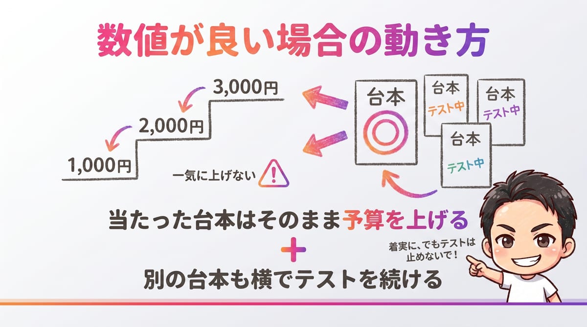 数値良い場合の予算を段階的に上げる｜Re.SALOカリキュラム講義スライド